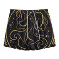 Gold And Black Gemini Sign Print Mesh Shorts