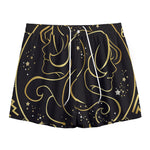 Gold And Black Gemini Sign Print Mesh Shorts