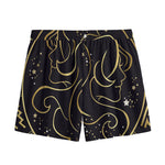 Gold And Black Gemini Sign Print Mesh Shorts