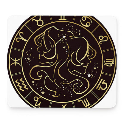 Gold And Black Gemini Sign Print Mouse Pad