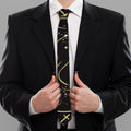 Gold And Black Gemini Sign Print Necktie