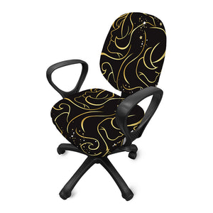 Gold And Black Gemini Sign Print Office Chair Cover