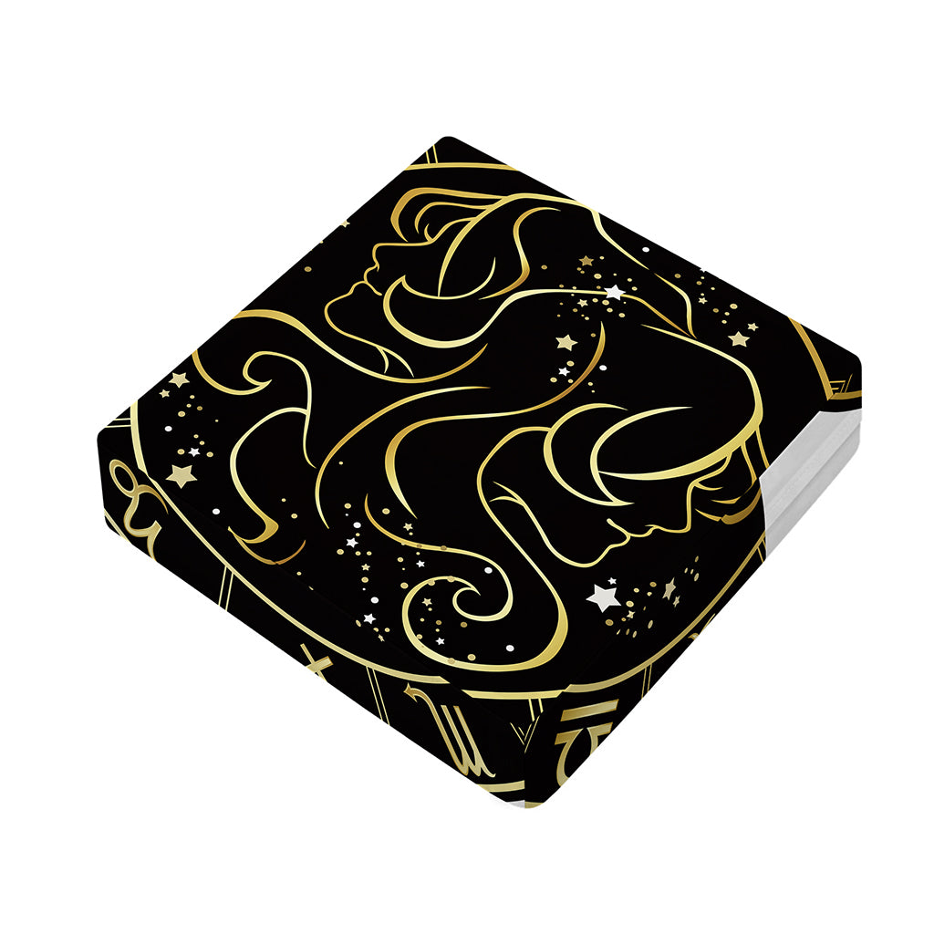 Gold And Black Gemini Sign Print Outdoor Seat Cushion Cover