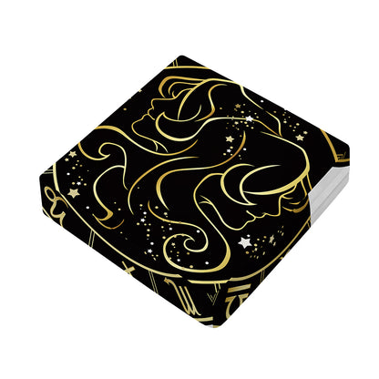 Gold And Black Gemini Sign Print Outdoor Seat Cushion Cover