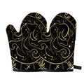 Gold And Black Gemini Sign Print Oven Mitts