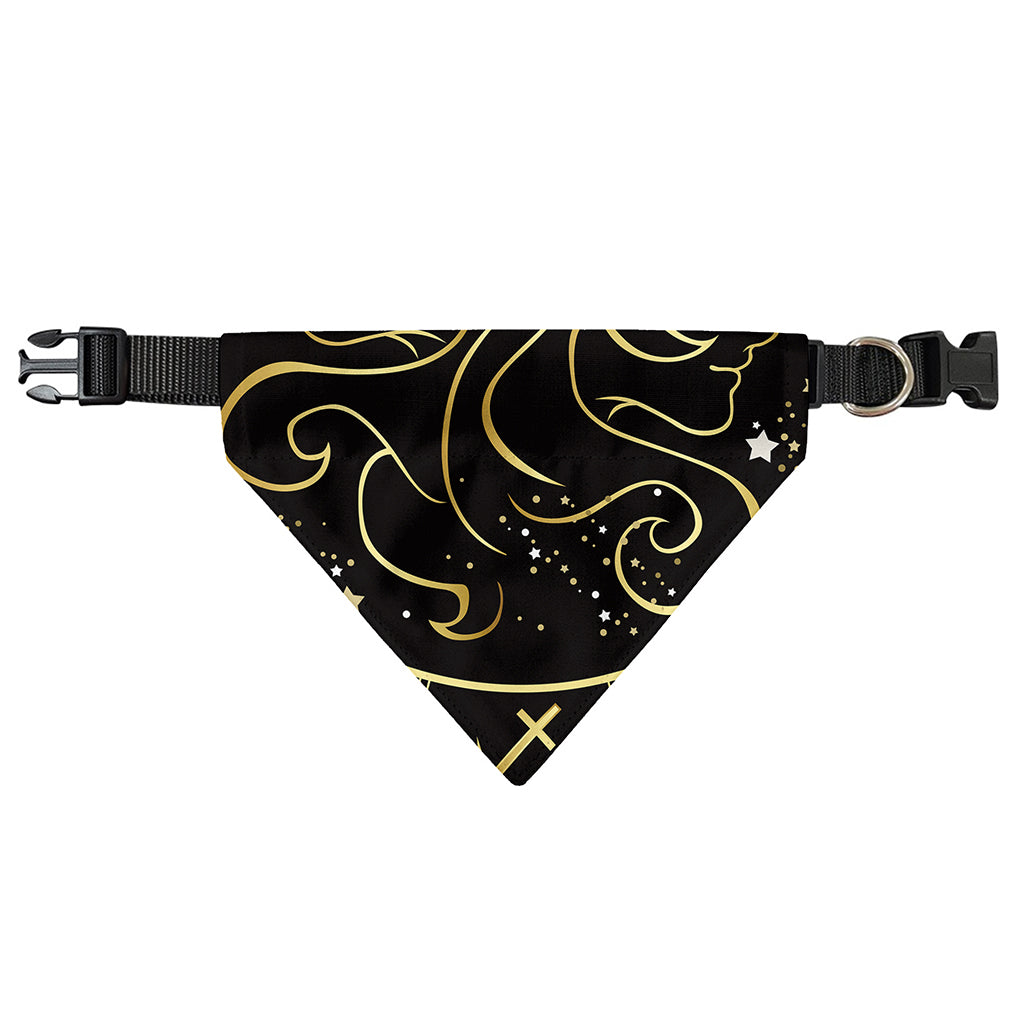 Gold And Black Gemini Sign Print Over The Collar Dog Bandana