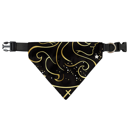 Gold And Black Gemini Sign Print Over The Collar Dog Bandana