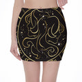 Gold And Black Gemini Sign Print Pencil Mini Skirt