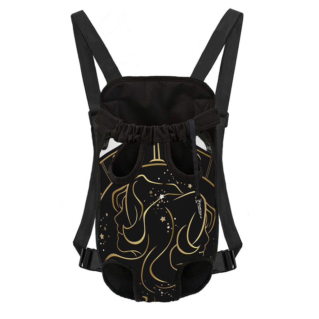 Gold And Black Gemini Sign Print Pet Carrier Backpack