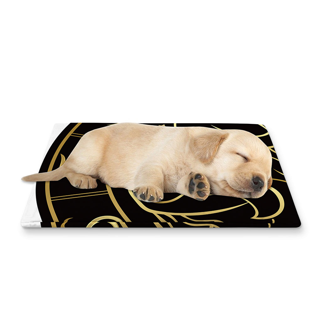 Gold And Black Gemini Sign Print Pet Cooling Mat Cover