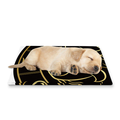Gold And Black Gemini Sign Print Pet Cooling Mat Cover