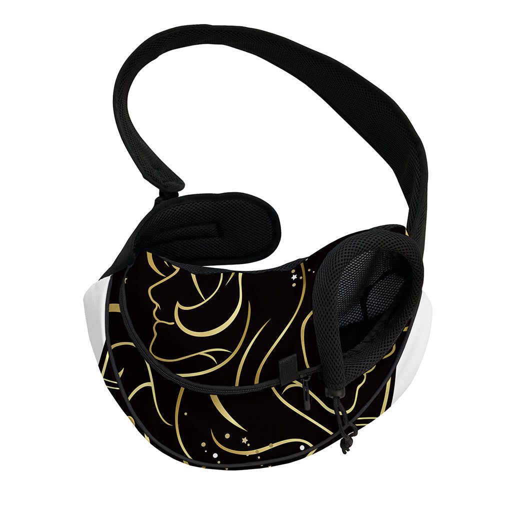 Gold And Black Gemini Sign Print Pet Sling Carrier
