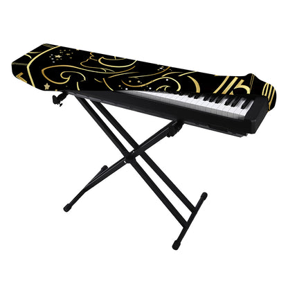Gold And Black Gemini Sign Print Piano Keyboard Cover