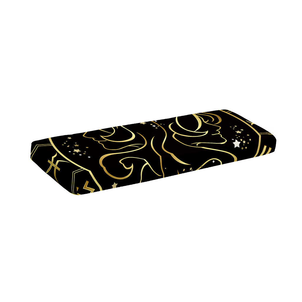 Gold And Black Gemini Sign Print Piano Keyboard Cover
