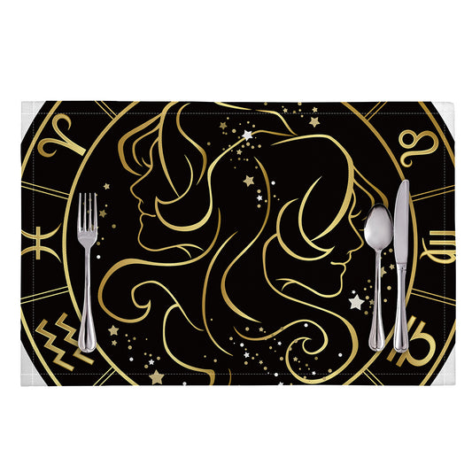 Gold And Black Gemini Sign Print Placemat