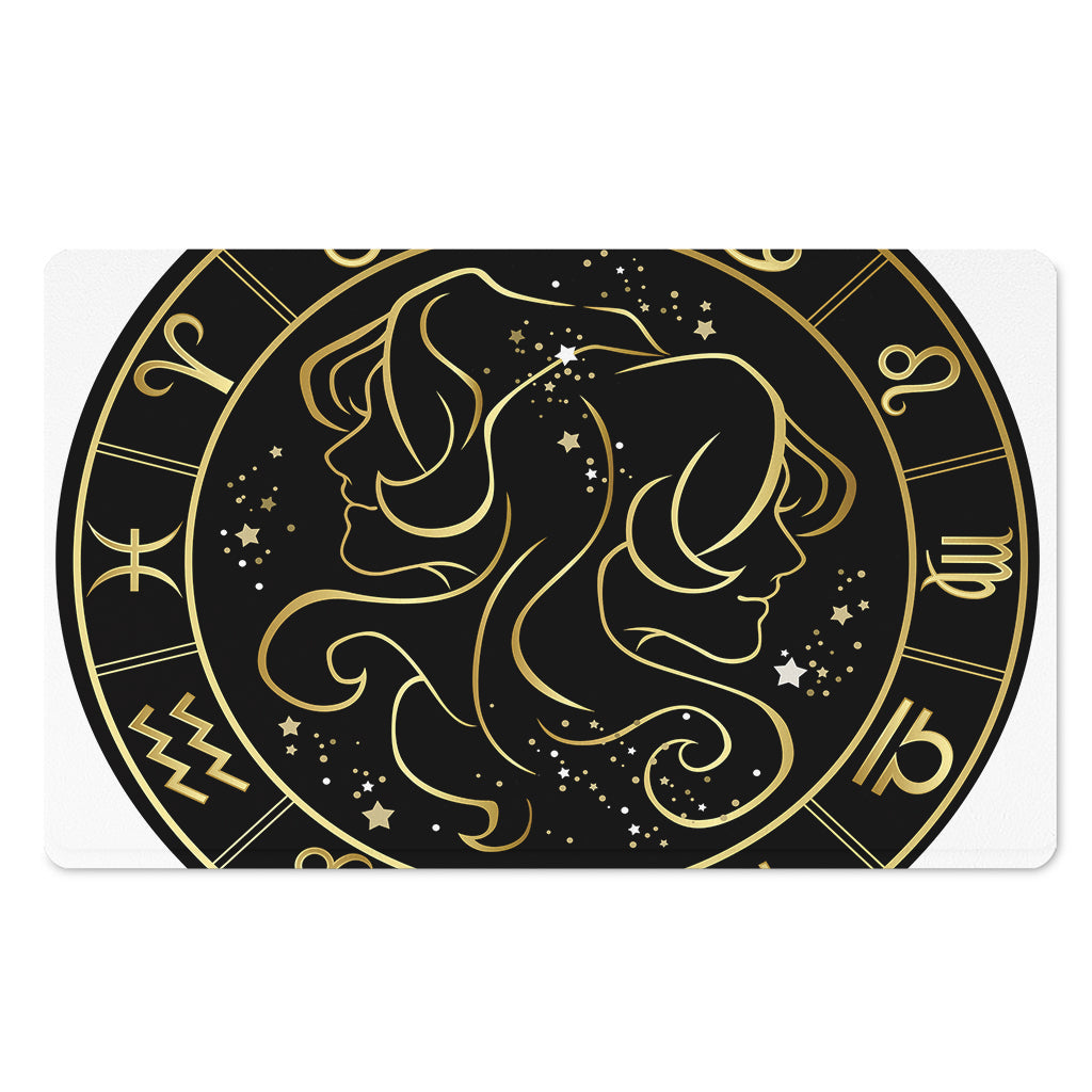Gold And Black Gemini Sign Print Polyester Doormat