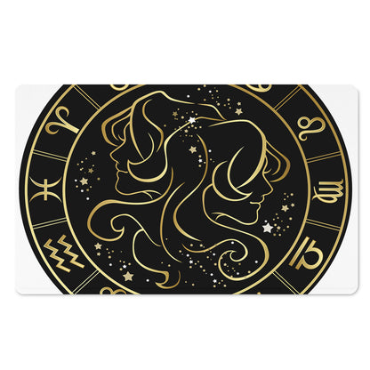 Gold And Black Gemini Sign Print Polyester Doormat