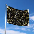 Gold And Black Gemini Sign Print Polyester Flag