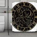 Gold And Black Gemini Sign Print Polyester Shower Curtain