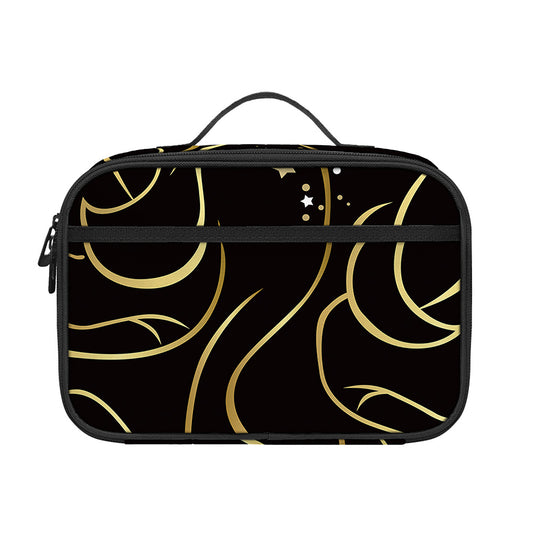 Gold And Black Gemini Sign Print Portable Lunch Bag