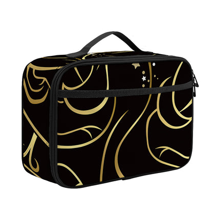 Gold And Black Gemini Sign Print Portable Lunch Bag