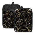 Gold And Black Gemini Sign Print Pot Holders With Pocket