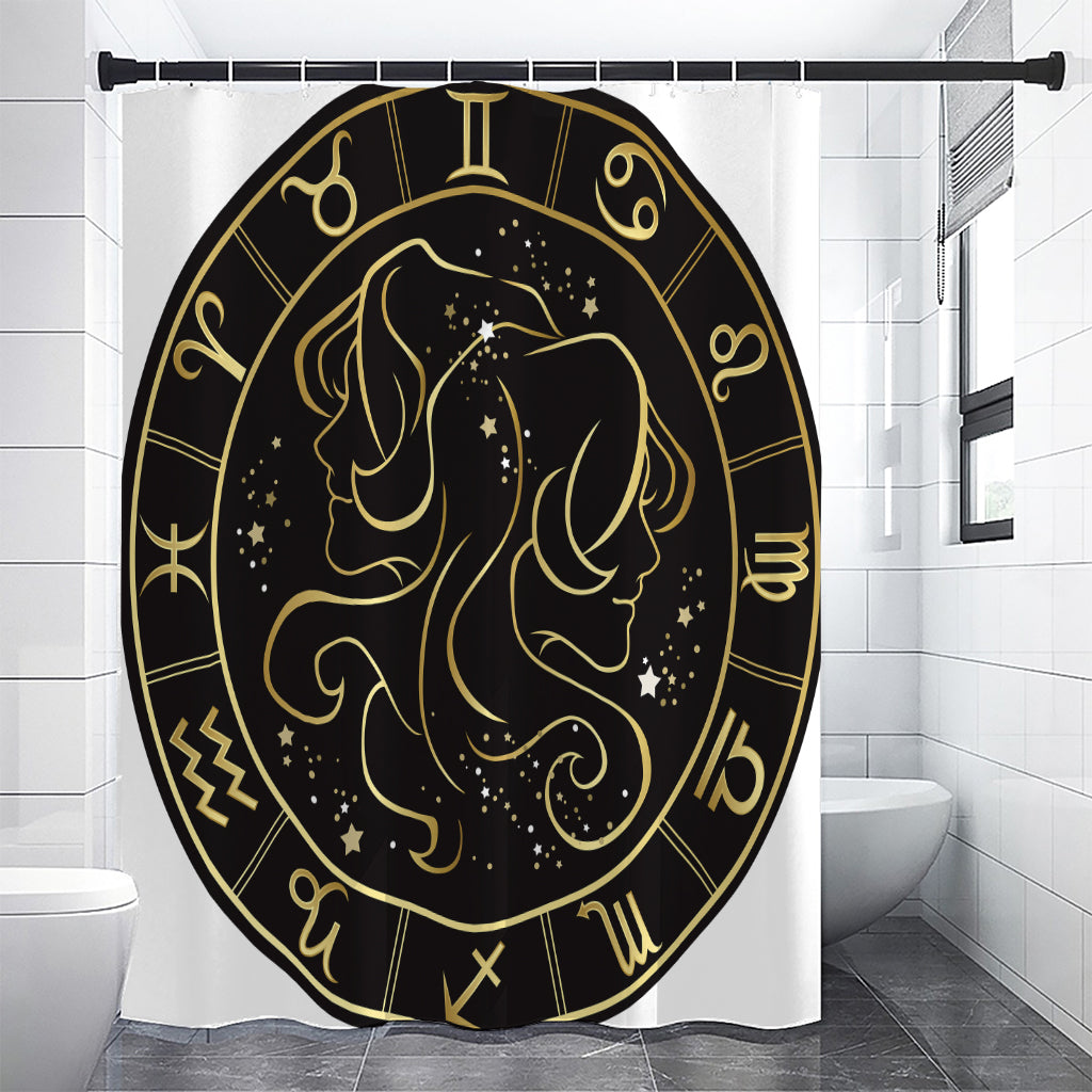 Gold And Black Gemini Sign Print Premium Shower Curtain