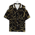 Gold And Black Gemini Sign Print Rayon Hawaiian Shirt