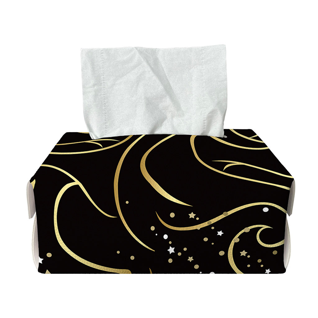 Gold And Black Gemini Sign Print Rectangle Tissue Box Cover
