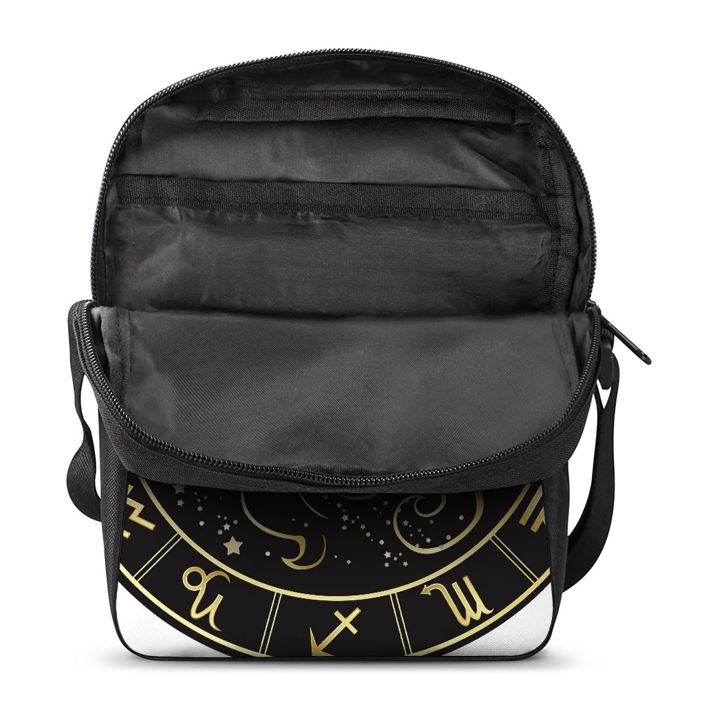Gold And Black Gemini Sign Print Rectangular Crossbody Bag