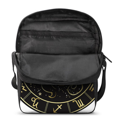 Gold And Black Gemini Sign Print Rectangular Crossbody Bag
