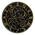 Gold And Black Gemini Sign Print Round Blanket