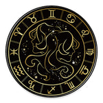 Gold And Black Gemini Sign Print Round Floor Mat
