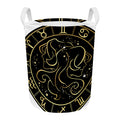 Gold And Black Gemini Sign Print Round Laundry Basket