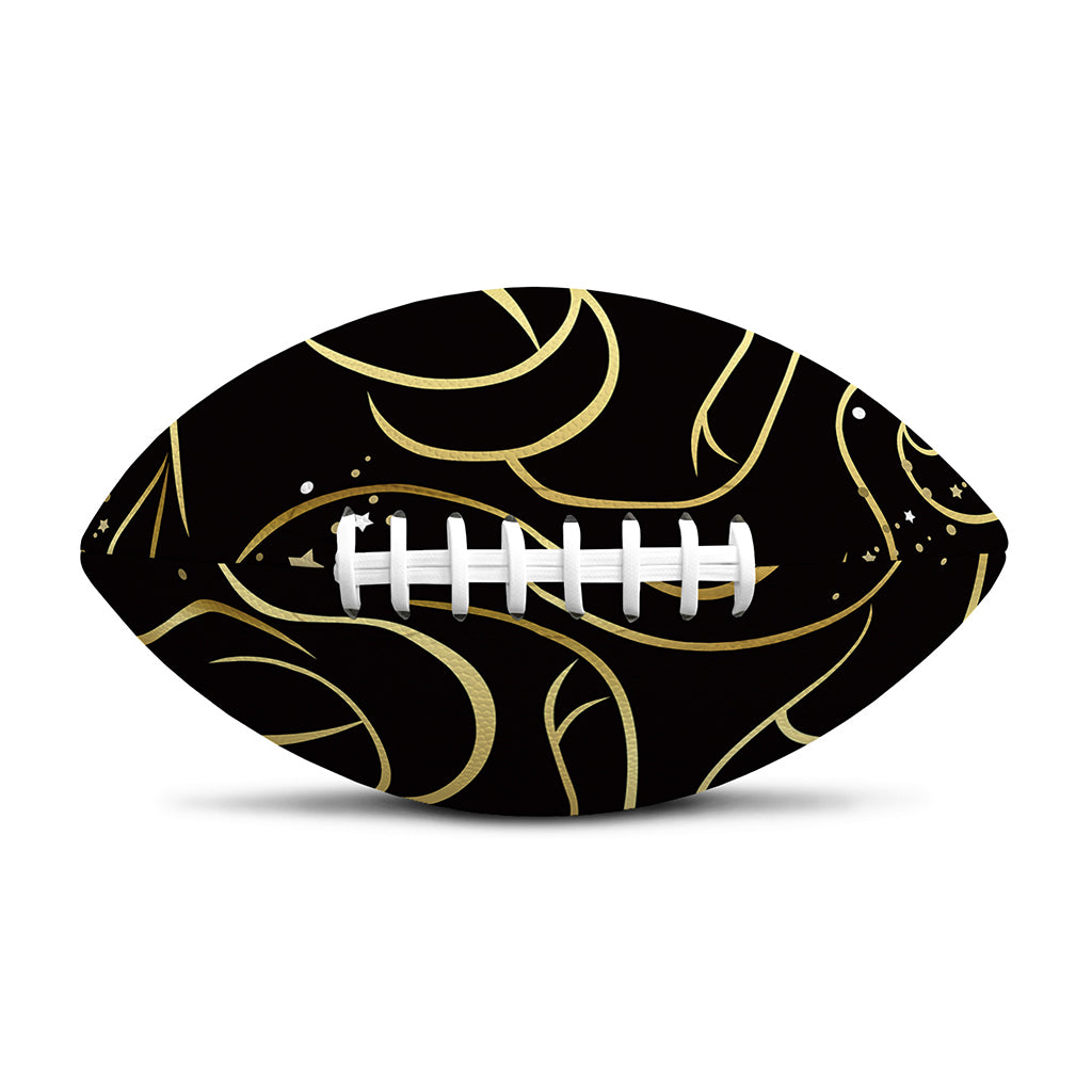 Gold And Black Gemini Sign Print Rugby Ball