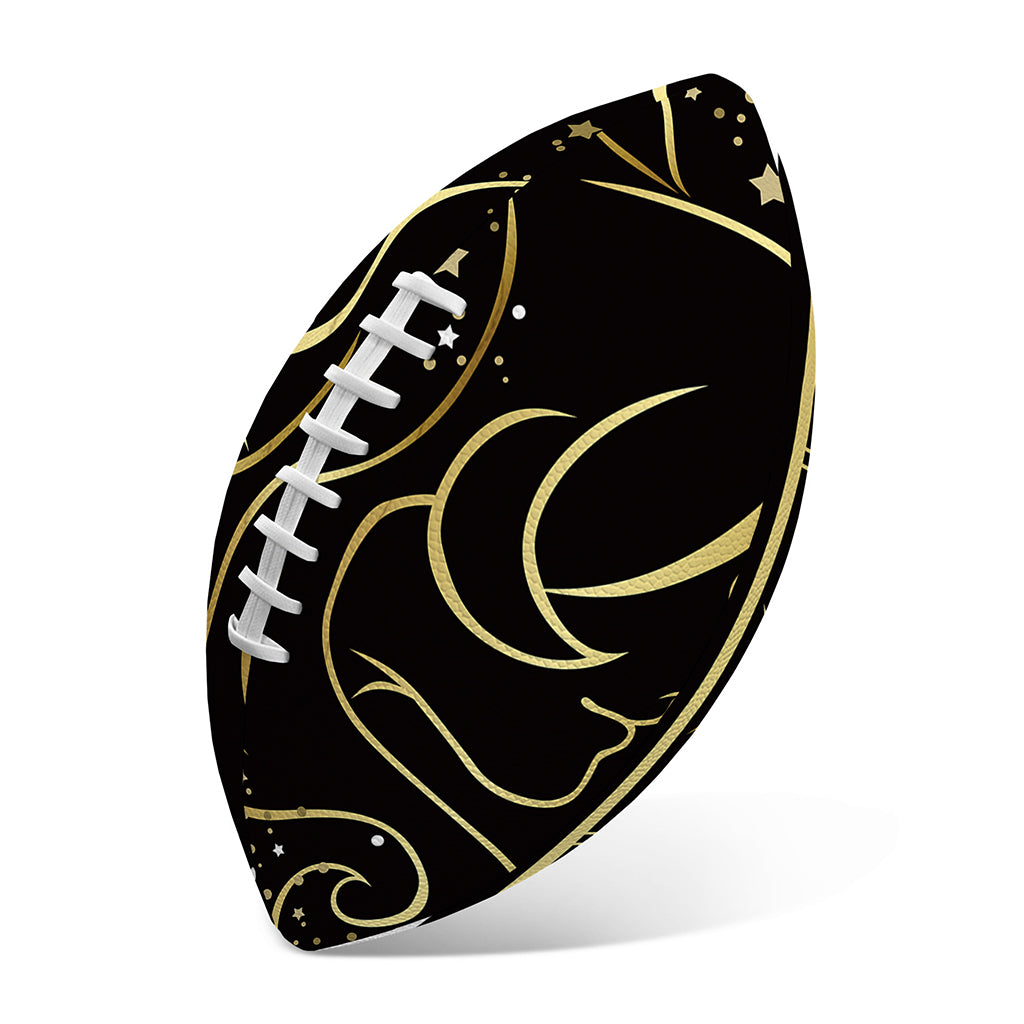 Gold And Black Gemini Sign Print Rugby Ball