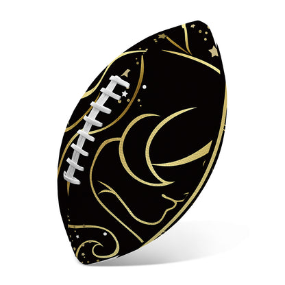 Gold And Black Gemini Sign Print Rugby Ball