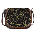 Gold And Black Gemini Sign Print Saddle Bag