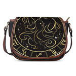 Gold And Black Gemini Sign Print Saddle Bag