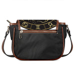 Gold And Black Gemini Sign Print Saddle Bag