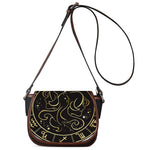 Gold And Black Gemini Sign Print Saddle Bag