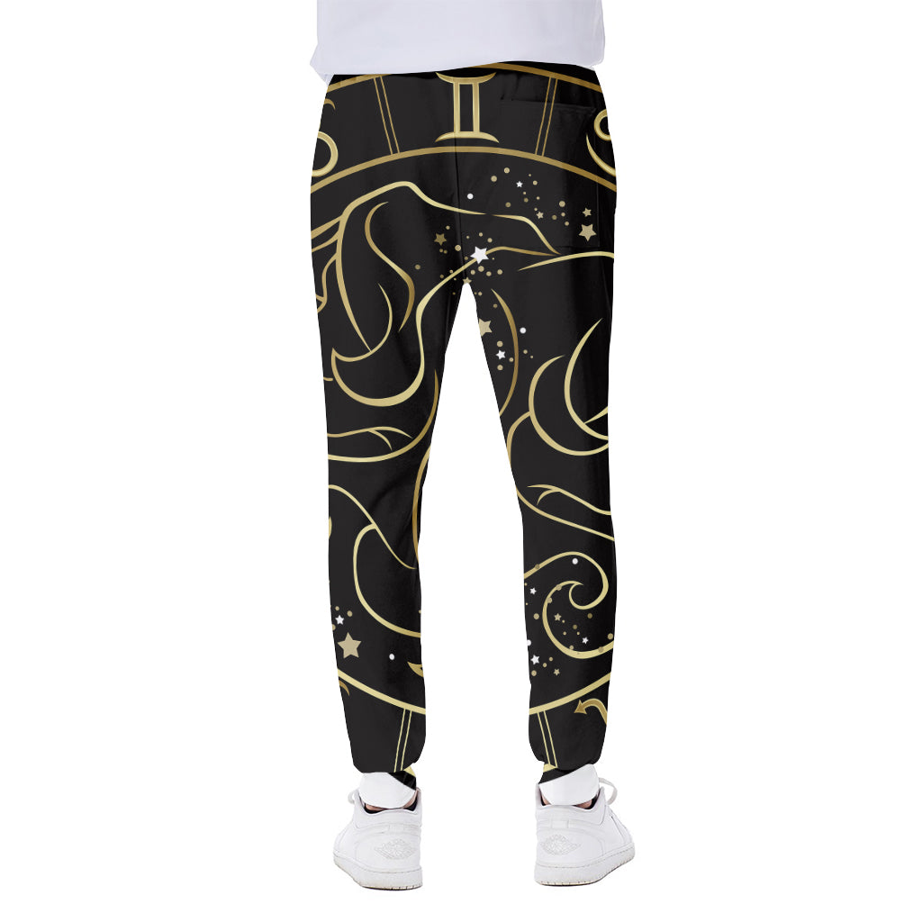 Gold And Black Gemini Sign Print Scuba Joggers