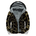 Gold And Black Gemini Sign Print Sherpa Lined Zip Up Hoodie