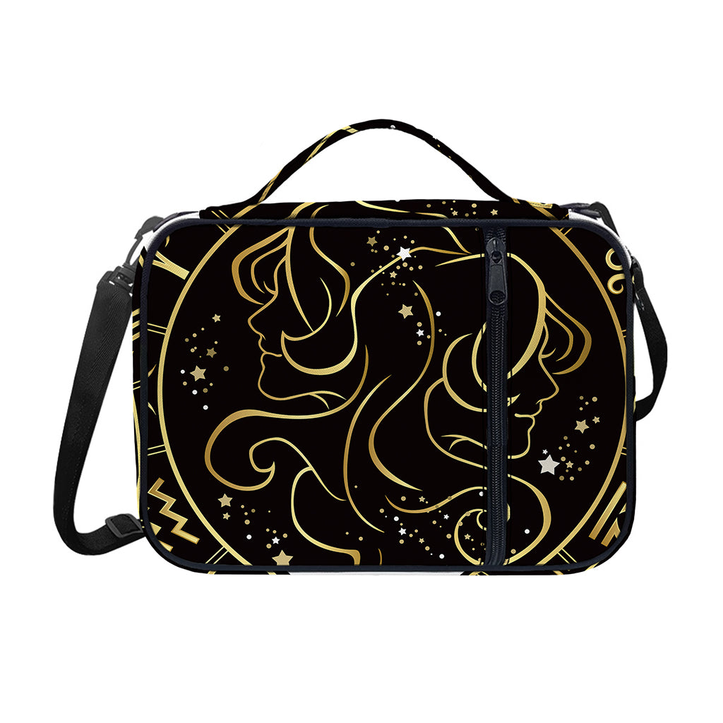 Gold And Black Gemini Sign Print Shoulder Strap Bible Bag