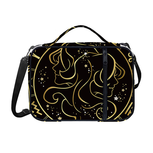 Gold And Black Gemini Sign Print Shoulder Strap Bible Bag