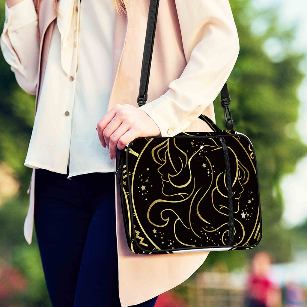 Gold And Black Gemini Sign Print Shoulder Strap Bible Bag