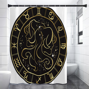 Gold And Black Gemini Sign Print Shower Curtain