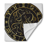 Gold And Black Gemini Sign Print Silk Bandana