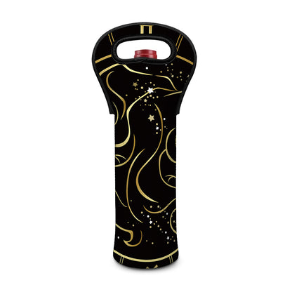 Gold And Black Gemini Sign Print Single Neoprene Wine Tote