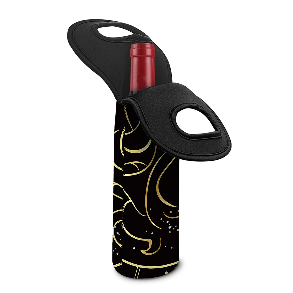Gold And Black Gemini Sign Print Single Neoprene Wine Tote